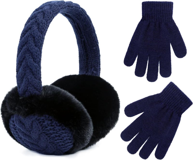 POXIMI Store Baby Warm Earmuffs Kid Magic Gloves Girl Soft Plush Ear Muffs Toddler Knit Mittens for Boy Winter Ear Warmer Set - Image 1